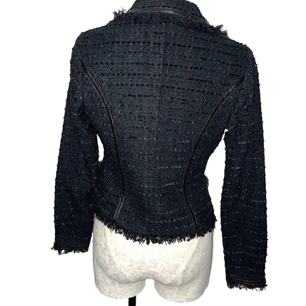 Cache Womens Blazer Black Size 2 Vintage Textured Lined Acrylic Blend Fringe - Picture 2 of 16